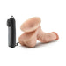 Vanilla-colored 6.5-inch vibrating dildo with suction cup base and wired remote control on white background.