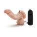 Realistic 6.5-inch vanilla-colored vibrating dildo with suction cup base and wired remote control.
