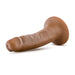Mocha-colored realistic silicone dildo with suction cup base and flexible shaft, 5 inches long.