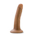 Mocha-colored silicone dildo with suction cup base, realistic shape and posable shaft for versatile use.