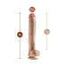 Realistic flesh-toned dildo with suction base, 14 inches long and 2.5 inches wide, featuring detailed texture and balls.