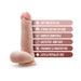 Realistic flesh-toned dildo with balls and suction cup base highlighting soft feel, harness compatibility, and body-safe materials.