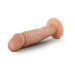 Realistic vanilla-colored 6-inch dildo with suction cup base for hands-free use and harness compatibility.