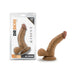 Tan 6.5-inch realistic dildo with suction cup base and detailed texture, displayed in packaging and standalone.