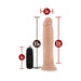 Realistic 9.5-inch vibrating dildo with suction cup base and black wired remote control, shown with size dimensions.