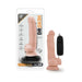 Realistic 7.5-inch vibrating dildo with suction cup base and wired remote control in flesh tone packaging.