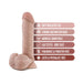 Beige realistic dildo with suction cup base and textured design, highlighting body-safe, fragrance-free, and harness-compatible features.