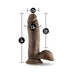 Chocolate-colored 7-inch self-lubricating dildo with balls and suction cup base, showing detailed size measurements.