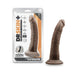 Dr. Skin Plus 7-inch posable dildo in chocolate color with suction cup base and packaging shown side by side.
