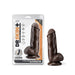Dr. Skin Plus 7-inch girthy poseable dildo with balls in dark brown, featuring a suction cup base and realistic texture.