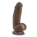 7 inch realistic dark brown poseable dildo with balls and suction cup base on white background
