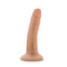 Vanilla-colored posable dildo with suction base, realistic texture and curved shape for customizable use.