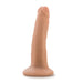 Vanilla-colored posable dildo with suction cup base, realistic texture and shape, standing upright on white background.