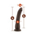 Chocolate-colored posable dildo with suction base, 9 inches long, 8 inches insertable, 1.5 inches wide, and 6-inch circumference.