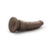 Chocolate-colored posable dildo with suction cup base, realistic texture, and 9-inch length on white background.