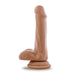 Realistic 6-inch posable dildo with balls and suction cup base in natural skin tone.