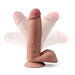 Mocha 7-inch posable dildo with balls and suction cup base shown in multiple angled positions on white background.