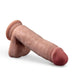 Mocha-colored 7-inch posable dildo with realistic texture and suction cup base shown on white background.