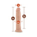 Vanilla-colored posable dildo with suction base showing 9.5 inch length, 2 inch width, and 6.25 inch circumference measurements.