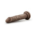 Chocolate-colored realistic dildo with suction cup base, 7.5 inches, detailed texture, phthalate-free PVC material.