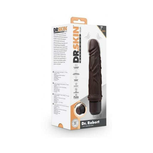 Dr. Skin Silicone Dr. Robert 7 In Vibrating Dildo Brown - SexToy.com