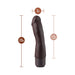 Brown silicone vibrating dildo with measurements showing 7.75 inches length and 2 inches width.