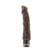 Chocolate-colored realistic textured vibrator with a twist dial base on a white background.