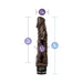 Chocolate-colored realistic vibrating dildo with detailed measurements and textured surface.
