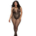 Dreamgirl Fishnet Teddy Bodystocking with Strappy Neckline, Adjustable Halter Ties and Open Crotch - SexToy.com