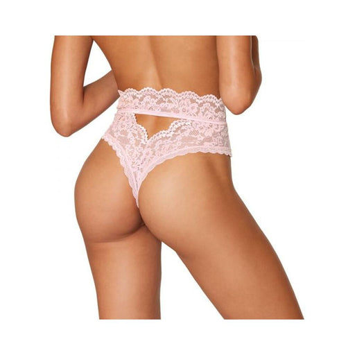 Dreamgirl High-waist Scallop Lace Panty With Keyhole Back Pink M | SexToy.com
