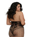 Dreamgirl Open-Cup Bodystocking with Knitted Lace Teddy Design, Fishnet Legs, Open Crotch and Adjustable Halter Ties - SexToy.com