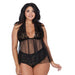 Dreamgirl Retro Short, Stretch Lace and Mesh Halter Babydoll - SexToy.com