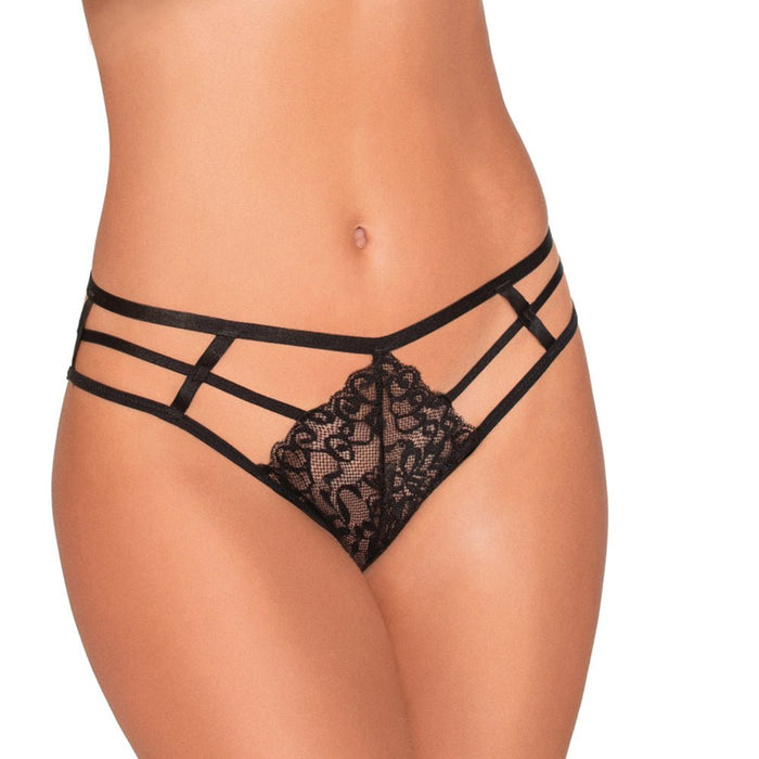 Dreamgirl Strappy Cheeky Panty with Center Front Lace Detail - SexToy.com