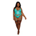 Dreamgirl Stretch Vinyl And Lace Bustier And G-string Set Ocean 1xl - SexToy.com
