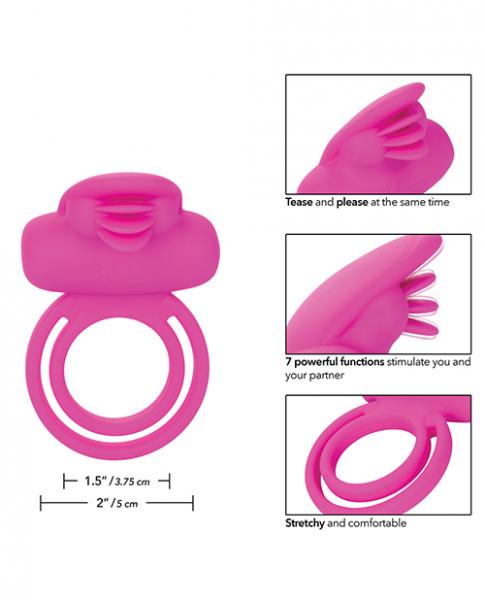 Dual Clit Flicker Enhancer Vibrating Cock Ring Pink | SexToy.com