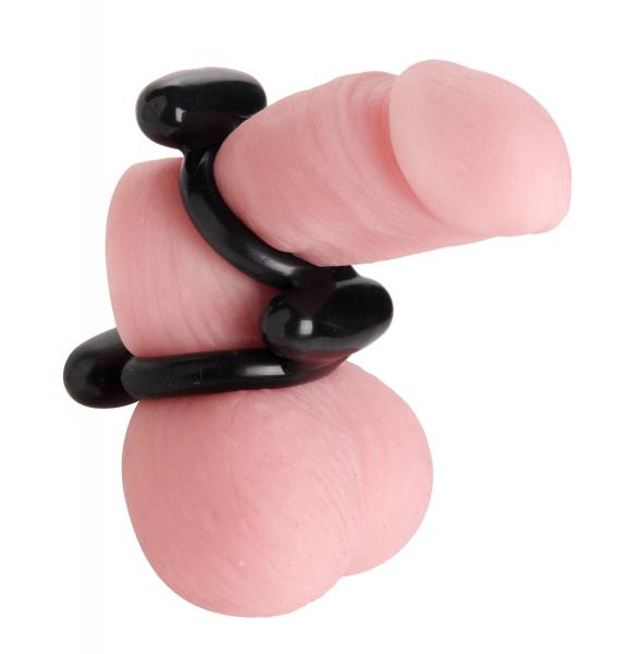 Dual Stretch To Fit Cock And Ball Ring Black | SexToy.com