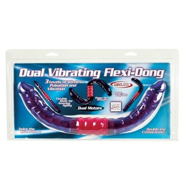 Flexible dual-ended vibrating adult toy with wireless controls in clear packaging from California Exotic Novelties.