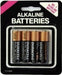 Pack of four Duracell AA alkaline batteries in black and copper packaging