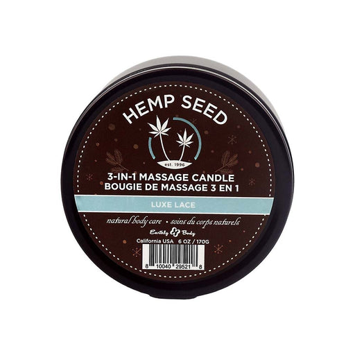 Earthly Body Hemp Seed 3-in-1 Massage Candle Luxe Lace 6 Oz. / 170 G - SexToy.com
