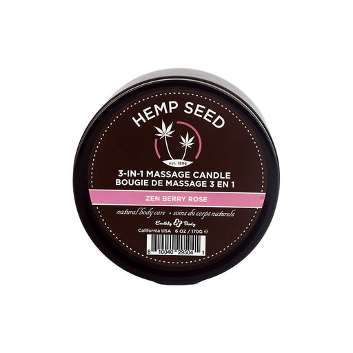 Earthly Body Hemp Seed 3-in-1 Massage Candle Zen Berry Rose 6 Oz. - SexToy.com