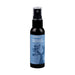 Earthly Body Hemp Seed By Night Mellow Cooling Spray in a 2 oz black bottle with blue label and tree design.