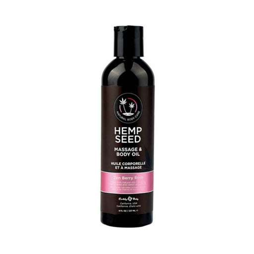 Earthly Body Hemp Seed Massage & Body Oil Zen Berry Rose 8 Oz. | SexToy.com