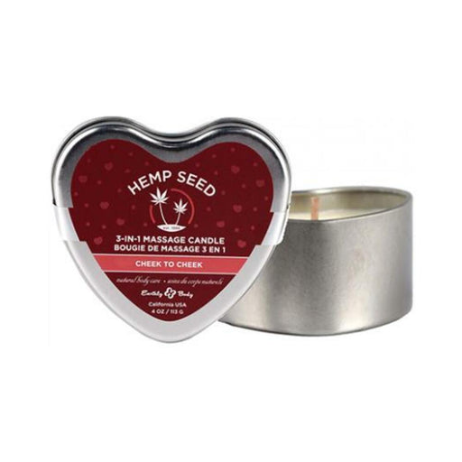 Earthly Body Hemp Seed Valentine 3-in-1 Massage Heart Candle Cheek-to-cheek 4.7 Oz / 133 G | SexToy.com