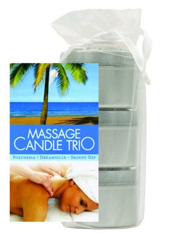 Earthly body massage candle trio gift bag - 2 oz skinny dip, dreamsicle, and polynesia | SexToy.com