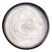 Open jar of smooth white moisturizing skin butter cream with a rich, creamy texture