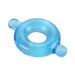 Blue translucent elastomer ring with two rounded knobs on opposite sides, designed for intimate use.
