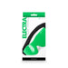 Green Electra blindfold with black elastic strap in white and green NS Novelties packaging.