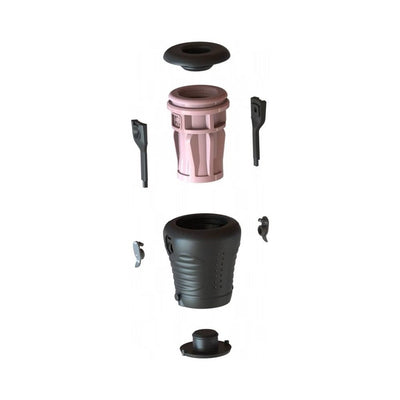 Exploded view of Electro Jack Socket Replacement Sleeve showing all components in black and pink parts.
