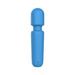Compact blue wand vibrator with textured grip and rounded head, designed for discreet and versatile use.