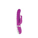 Purple dual motor massager with textured shaft and rabbit-shaped clitoral stimulator, featuring control buttons on the handle.